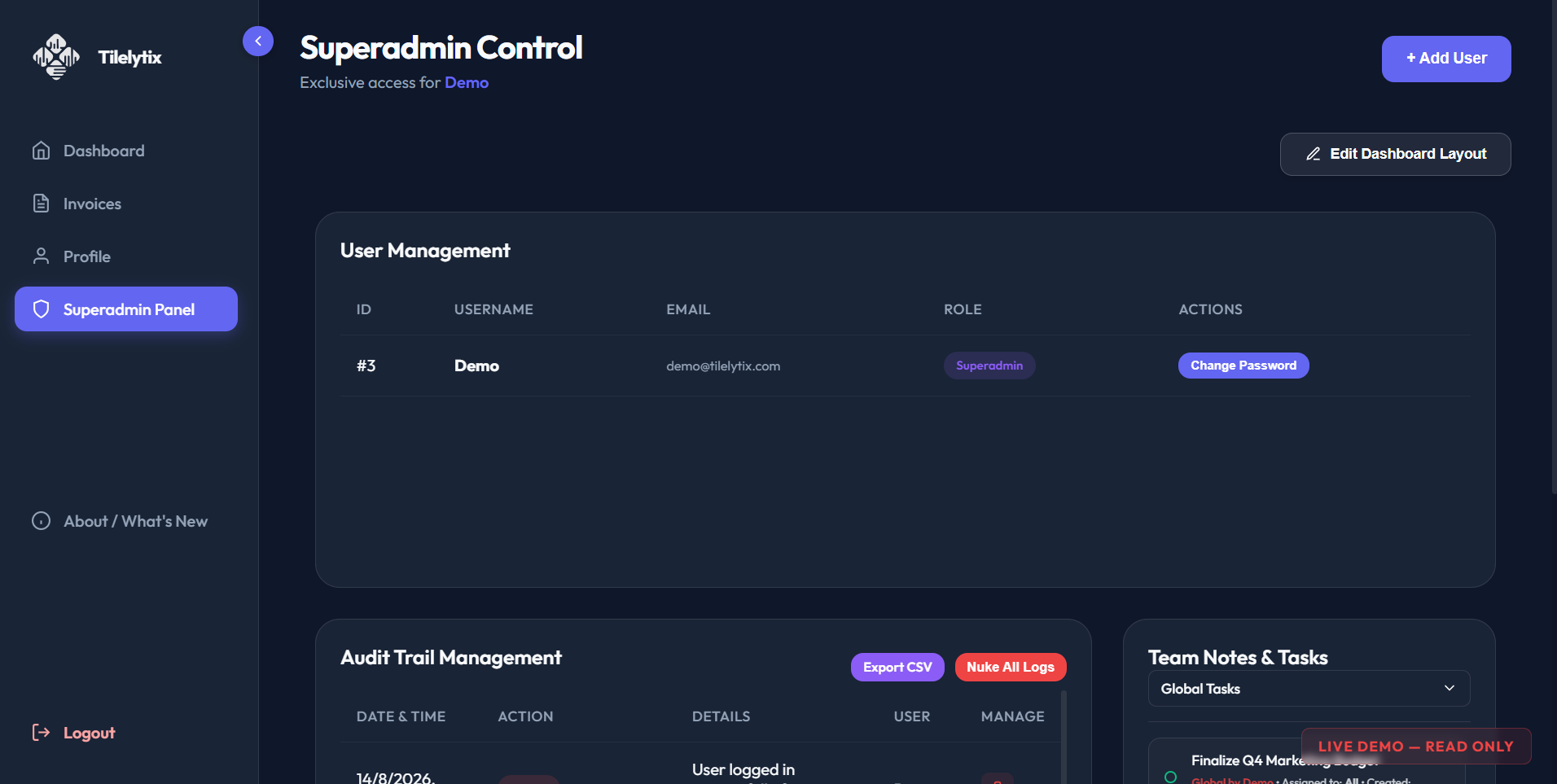 Tilelytix Analytics and Management